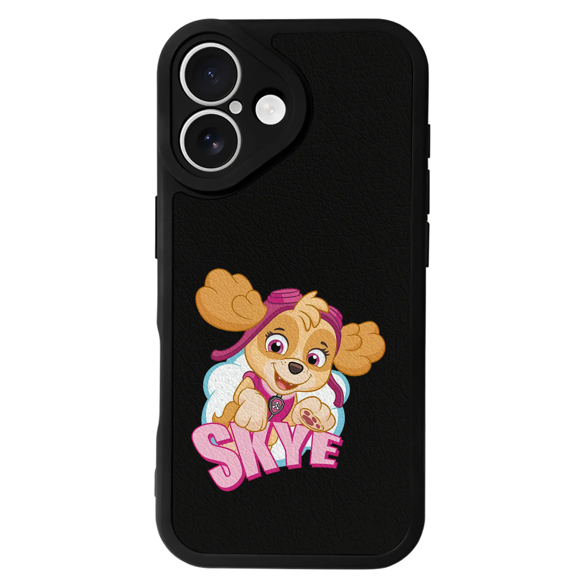 パウ・パトロール グッズ,スカイ - IPhone 16シリーズ対応 ・ シリコンスマホケース ・ レザー調 ・ 高精度フィット ・ 耐衝撃 ・ ワイヤレス充電対応 ・ 精密カット